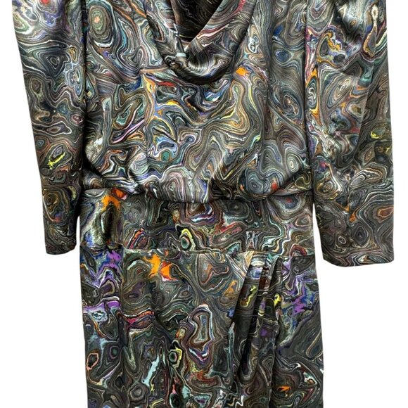 Brenner Petites Size 8 Retro Psychedelic Swirl Dress - Picture 1 of 7
